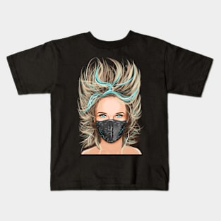 Girl wearing coronavirus Mask. Kids T-Shirt